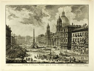 Vue de la Piazza Navona au-dessus des ruines du Cirque de Domitien, d