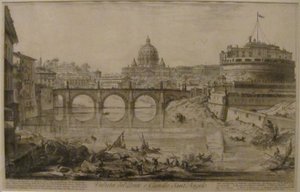 Vue du pont et du château Saint-Ange", tirée des "Vues de Rome" de Giovanni Battista Piranesi, eau-forte, Honolulu Museum of Art - Giovanni Battista Piranesi