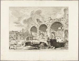 Vue des vestiges de la salle à manger de la Maison dorée de Néron, communément appelée le Temple de la Paix, de Vues de Rome