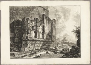 Vue des restes du tombeau des Plautii sur la Via Tiburtina, près du Ponte Lugano, à deux miles de Tivoli, des Vues de Rome