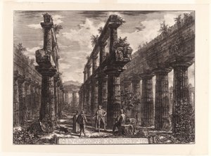 Vue des restes des deux rangées de colonnes dans le temple de Neptune qui formaient à l