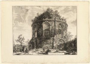 Vue du soi-disant Tempio della Tosse (Temple de la Toux) sur la Via Tiburtina à un mile de Tivoli, de Vues de Rome