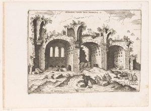 Vue sur la basilique de Maxence à Rome (Ruines romaines, Praecipua aliquot Romanae Antiquitatis Ruinarum Monimenta) - Giovanni Battista Pittoni (I)