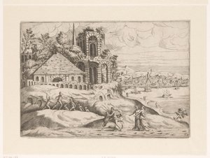 Paysage avec ruines antiques et le Colosse de Rhodes - Giovanni Battista Pittoni (I)