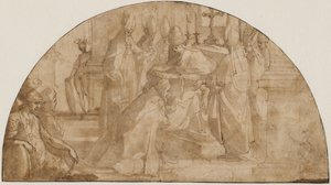 Un pape consacrant un évêque : étude pour une lunette - Giovanni Battista Ricci