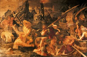 Combat naval, fresque Galerie de François Ier, Château de Fontainebleau (site du patrimoine mondial de l
