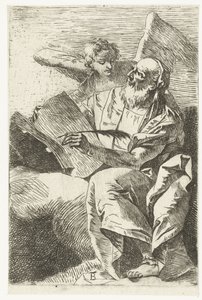 Évangéliste Matthieu avec ange - Giovanni Battista Tiepolo (attributed to)