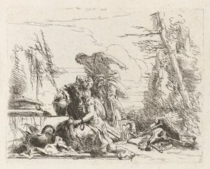 Une femme avec ses bras enchaînés et quatre autres figures, de Vari capricci (Divers Caprices) - Giovanni Battista Tiepolo