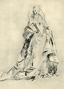 Une dame portant une robe à col haut et corsage pointu, début du 18e siècle, 1943 - Giovanni Battista Tiepolo
