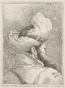 Homme barbu portant un turban, représenté en buste de dos en trois quarts - Giovanni Battista Tiepolo