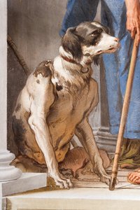 (détail) Chien de La flotte grecque à Aulis, du Hall d