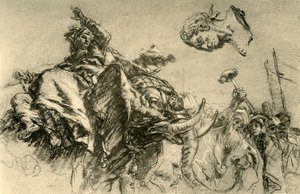 Femme orientale sur un éléphant. Buste d