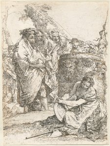 Magicien et autres figures devant un autel brûlant avec crâne et ossements - Giovanni Battista Tiepolo