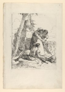 Magicien montrant une tête brûlante à deux jeunes, des Scherzi, vers 1743-50