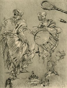 Homme vu de dos, un batteur et petites études, 1751-1752 - Giovanni Battista Tiepolo