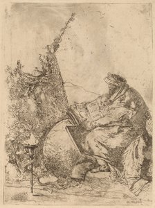 Philosophe assis, avec globe, livre et compas - Giovanni Battista Tiepolo