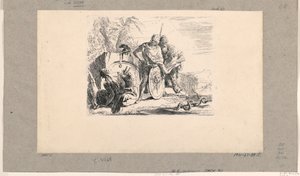 Femme assise, jeune soldat et mage, des Vari Capricci - Giovanni Battista Tiepolo