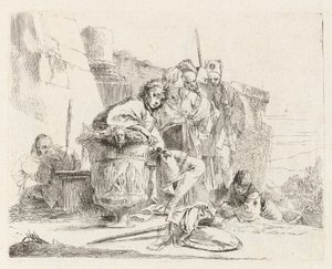 Jeune homme assis appuyé contre une urne, de Vari capricci - Giovanni Battista Tiepolo