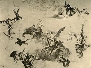 Esquisse pour une peinture de plafond, milieu du 18ème siècle, 1928 - Giovanni Battista Tiepolo