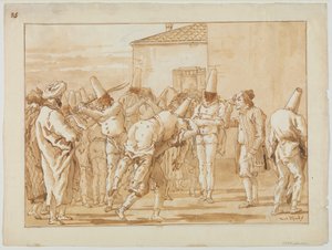 La Flagellation de Punchinello, vers 1800 - Giovanni Battista Tiepolo