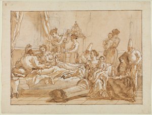 Le bébé Punchinello au lit avec ses parents, vers 1800 - Giovanni Battista Tiepolo