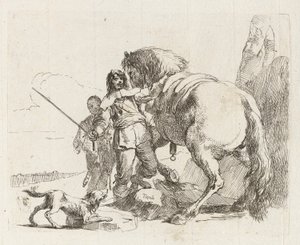 Le cavalier debout près de son cheval, de Vari capricci