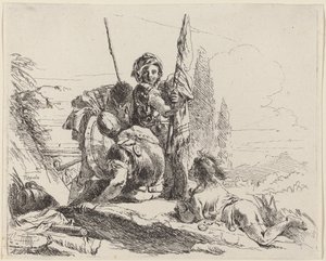 Trois soldats et un jeune homme