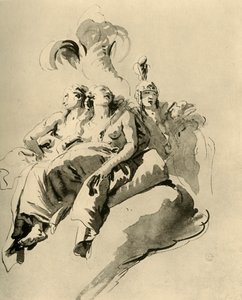 Deux jeunes femmes et un soldat, milieu du 18e siècle, 1928 - Giovanni Battista Tiepolo