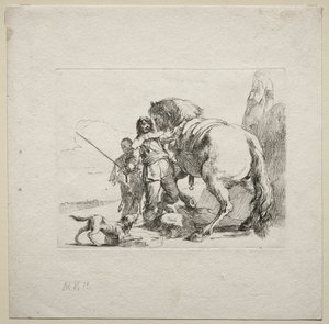 Divers caprices : Le cavalier montant son cheval - Giovanni Battista Tiepolo