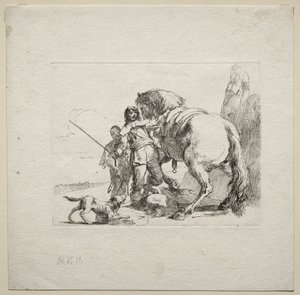Divers caprices : Le cavalier montant son cheval, 1785 - Giovanni Battista Tiepolo