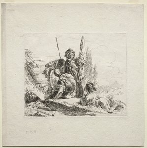 Divers caprices : Les trois soldats et le garçon, 1785 - Giovanni Battista Tiepolo