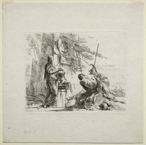 Divers caprices : La femme debout avec les mains sur un vase - Giovanni Battista Tiepolo