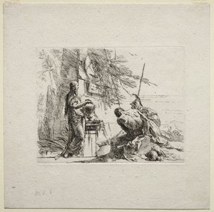 Divers caprices : La femme debout avec les mains sur un vase, 1785 - Giovanni Battista Tiepolo