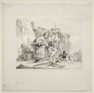 Divers caprices : Le jeune homme assis, appuyé contre une urne - Giovanni Battista Tiepolo