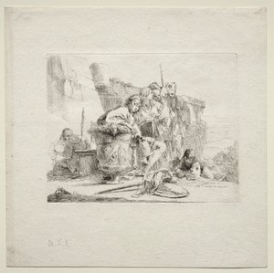Divers caprices : Le jeune homme assis, appuyé contre une urne, 1785 - Giovanni Battista Tiepolo