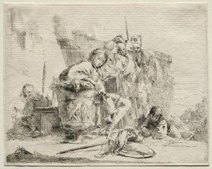 Divers caprices : Jeune homme assis, appuyé contre une urne - Giovanni Battista Tiepolo