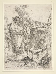 Femme agenouillée tenant un plat, de la série Scherzi - Giovanni Battista Tiepolo