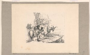 Femme avec un satyre enfant, des Vari Capricci - Giovanni Battista Tiepolo