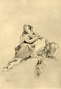 Jeune femme assise, tenant une cruche à ses côtés - Giovanni Battista Tiepolo