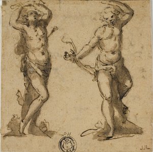 Deux croquis de Saint Sébastien - Giovanni Battista Trotti