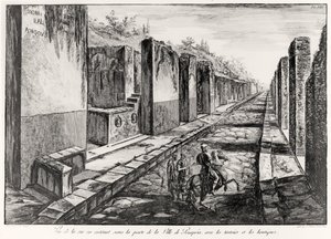 Vue de la rue de la Porte de la ville de Pompéi, d