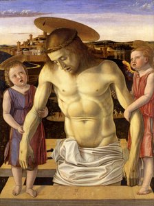 Italien :  Cristo morto sorretto da due angeli Christ mort soutenu par deux anges