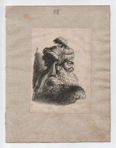 Tête turque avec turban, vers 1760 (gravure) - Giovanni Benedetto (1609 64) (after) Castiglione