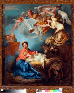 Nativité. Peinture de Grechetto (Giovanni Benedetto Castiglione) (1610-1665)