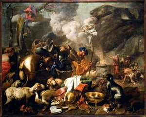 Le sacrifice de Noé après le déluge
