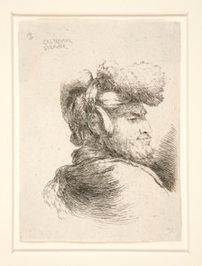 Un homme de profil, tourné vers la droite, de la série Les petites têtes d - Giovanni Benedetto Castiglione