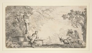 Un satyre reposant sous un herm - Giovanni Benedetto Castiglione