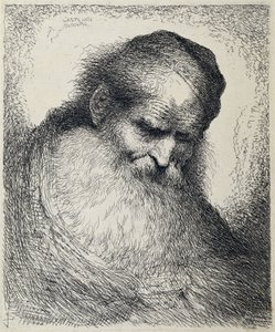 Hoofd van een slapende oude man - Giovanni Benedetto Castiglione