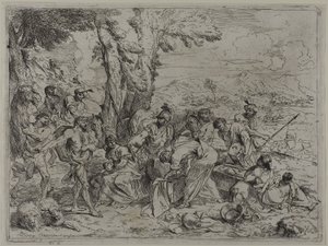 Laban cherchant les idoles familiales parmi les possessions de Joseph - Giovanni Benedetto Castiglione