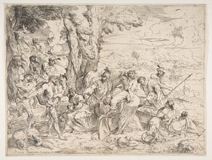 Laban cherchant des idoles parmi les possessions de Jacob, vers 1635-40